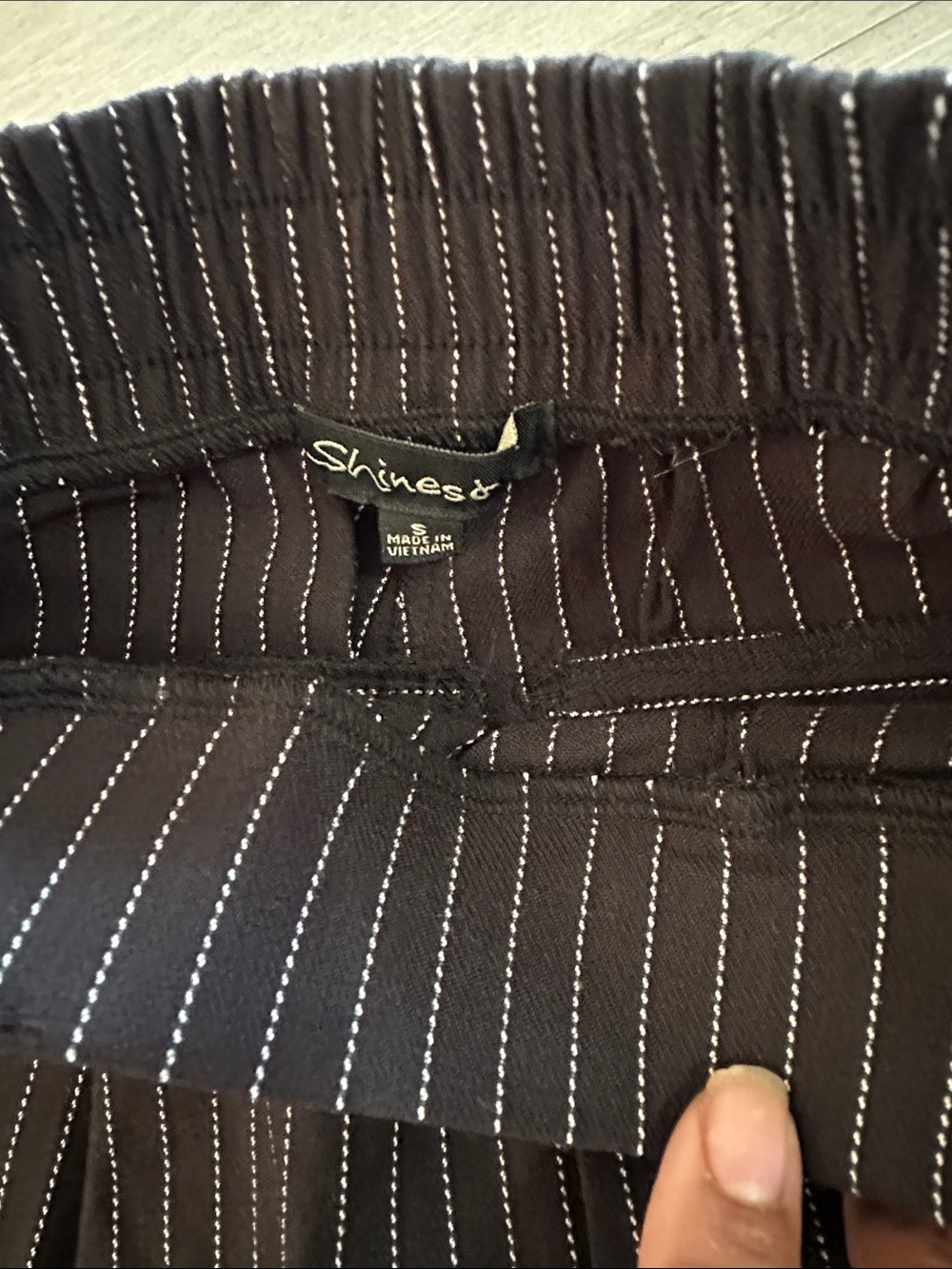 Womens Black Pinstripe Dress Pants – Slim Elastic Waist - Picture 6 of 7